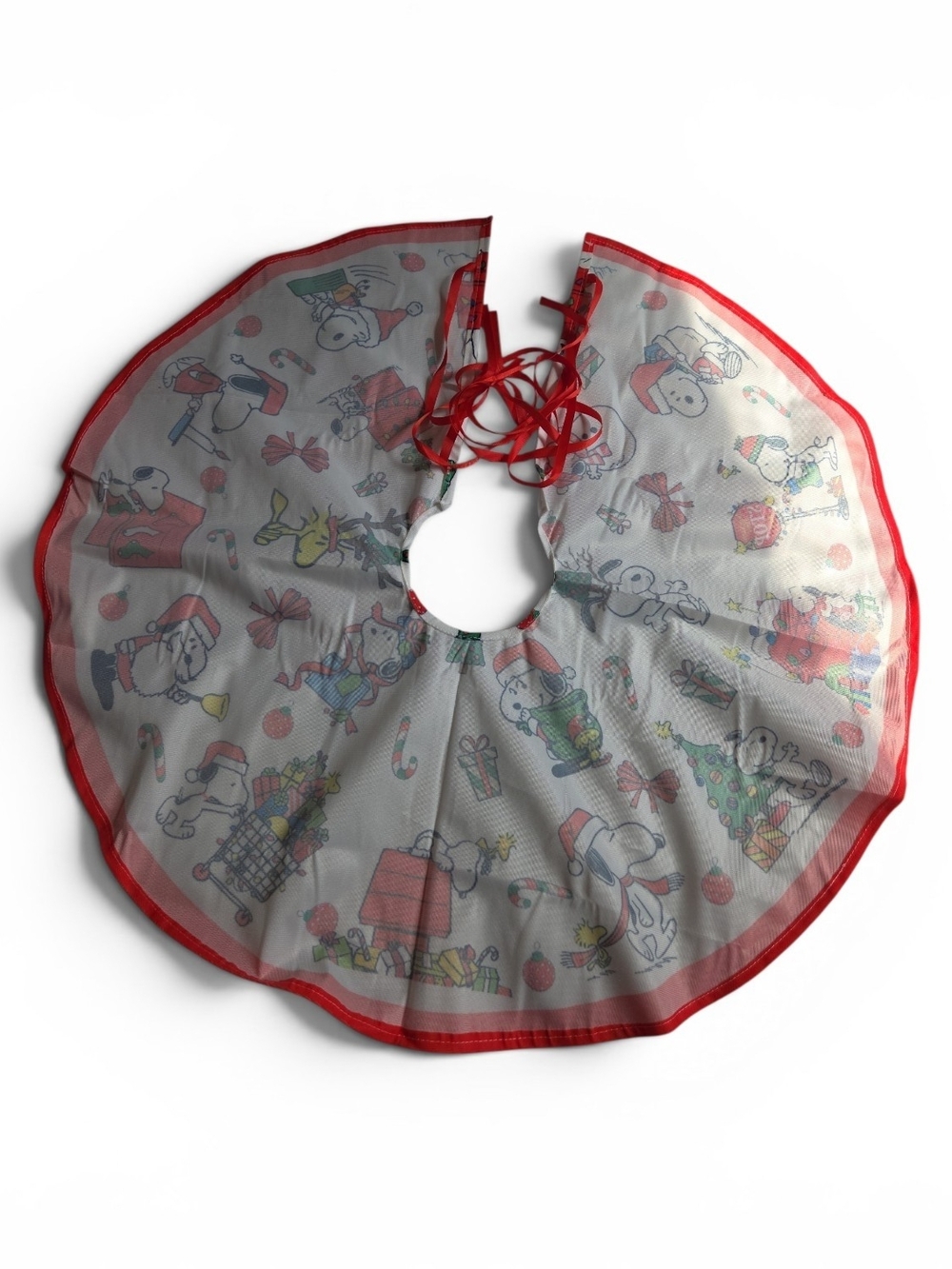 Snoopy Christmas Tree Skirt with Red Trim - Picture 3 of 3